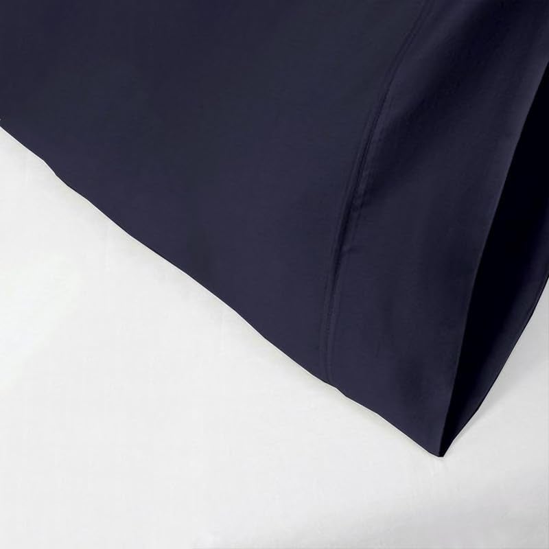 Bright Décor Pillow Cover Set of 2-20"x30" Standard Size, 100% Microfiber, Soft, Smooth & Wrinkle-Free, Navy Blue Solid Takiya Cover - Image 4