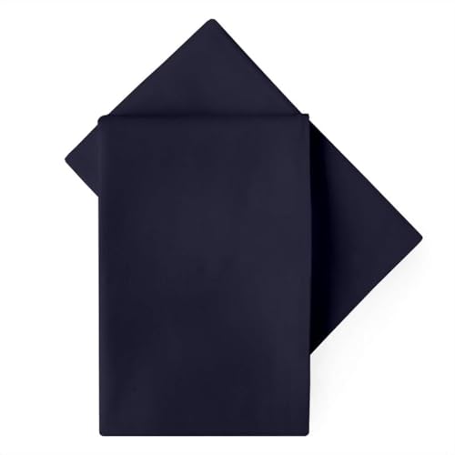 Bright Décor Pillow Cover Set of 2-20"x30" Standard Size, 100% Microfiber, Soft, Smooth & Wrinkle-Free, Navy Blue Solid Takiya Cover - Image 1