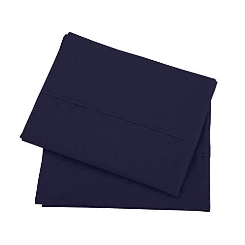 Bright Décor Pillow Cover Set of 2-20"x30" Standard Size, 100% Microfiber, Soft, Smooth & Wrinkle-Free, Navy Blue Solid Takiya Cover - Image 5
