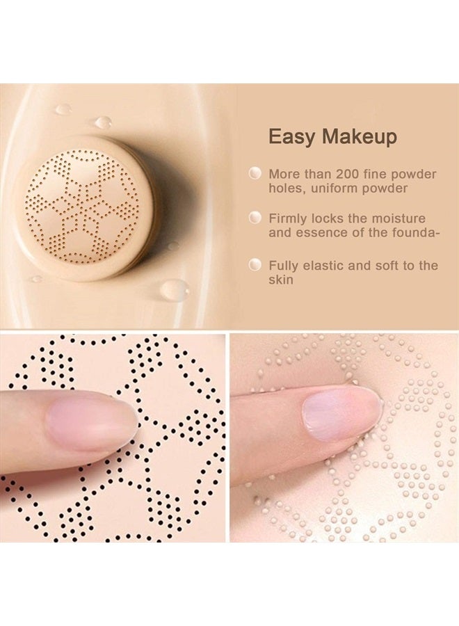 NUIBO Air Cushion CC Cream Mushroom Head, Moisturizing Concealer Makeup Base, Primer Liquid Foundation Long Lasting with Two Mushroom Makeup Sponges 【Natural】【Screw lid】  - Image 4