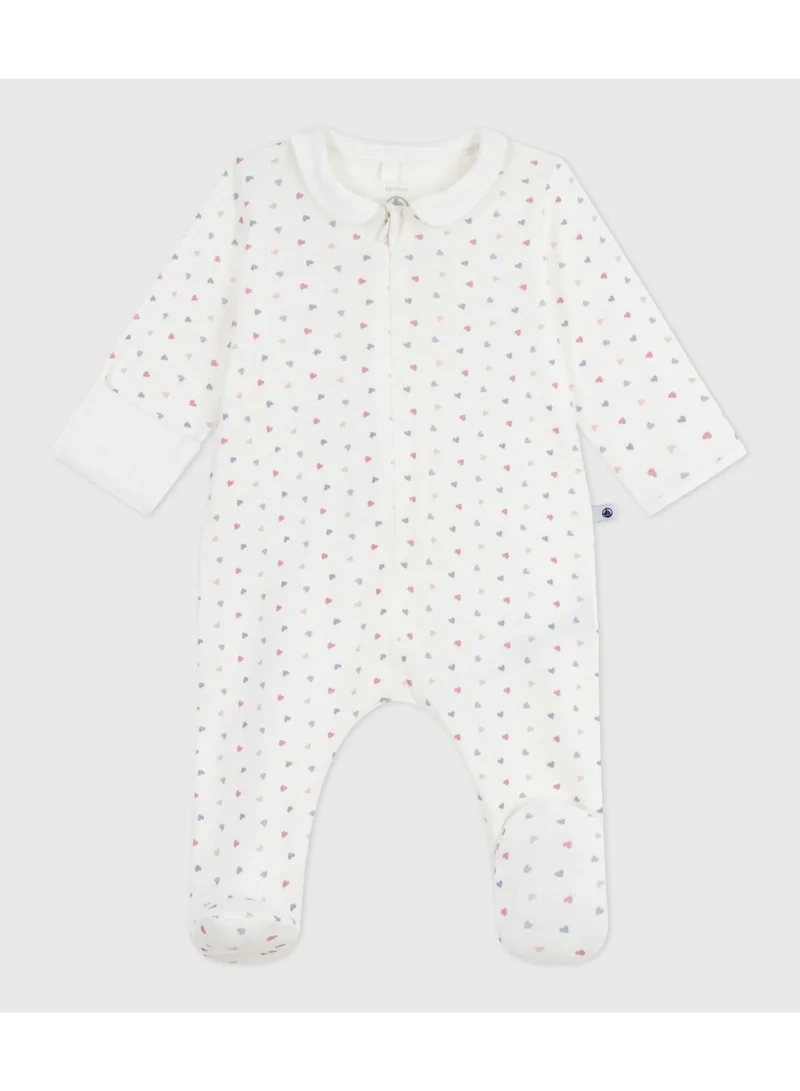 بيتي باتو Babies' heart-print cotton pyjama suit with a collar