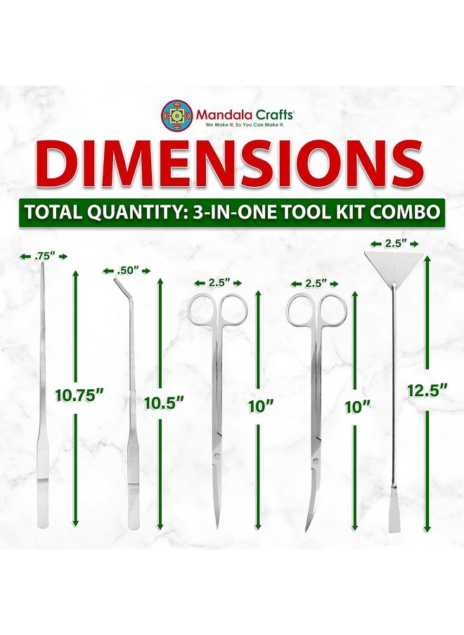 Mandala Crafts Mandala Crafts Stainless Steel Aquascape Tools Kit - Aquascaping Tools Aquarium Tweezers Tongs Aquarium Scissors for Aquarium Plants Fish Tank - Terrarium Tools  - Image 3