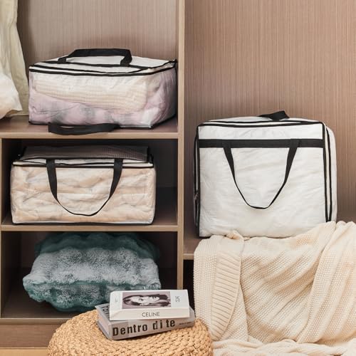 MKOKYD 40L Clear Storage Bags for Blanket, Clothes, Comforter, Bedding, Sheet, Pillow - Closet Organizers and Storage Containers, Under Bed Storage Bag with Zipper (Clear, 3 Pack) - Image 2