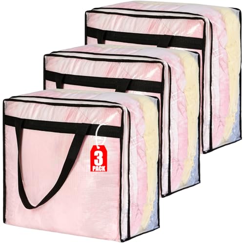 MKOKYD 40L Clear Storage Bags for Blanket, Clothes, Comforter, Bedding, Sheet, Pillow - Closet Organizers and Storage Containers, Under Bed Storage Bag with Zipper (Clear, 3 Pack) - Image 1