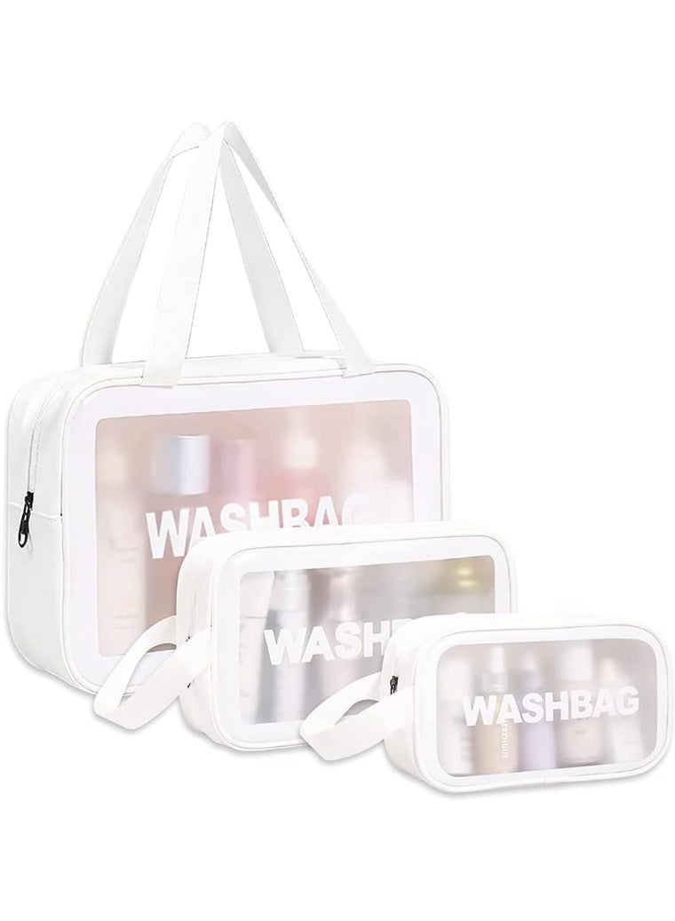 Set of Transparent Toiletry Bags - Waterproof Travel Bags with Zipper Closure from Waver, Various Sizes (3 Pieces, White) - Image 4