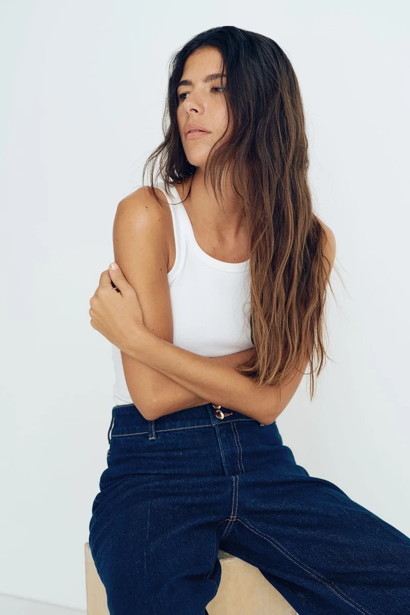 اتش اند ام جينز بخصر عالي وواسع