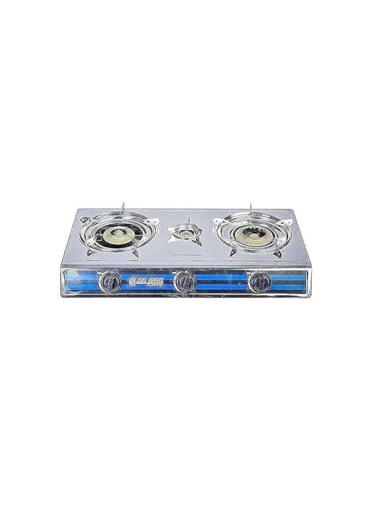 بوتاجاز مسطح 3 شعلة فضي - تصميم عصري مع أداء قوي وسهل الاستخدام – طراز J-GC401
