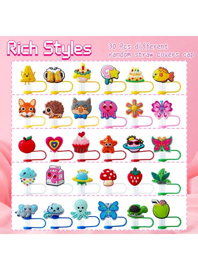OJYUDD 30 Pcs Different Random Straw Covers Cap,Cute Dust Proof Straw Toppers,Reusable Straw Covers Cap for Tumblers,10 mm Tumbler Cup Straw Accessories - Image 2