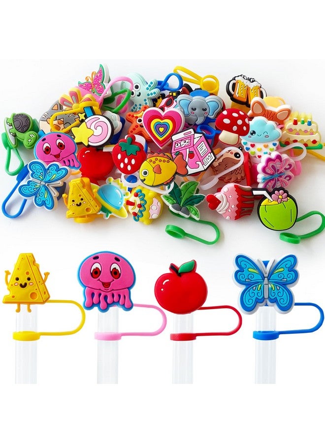OJYUDD 30 Pcs Different Random Straw Covers Cap,Cute Dust Proof Straw Toppers,Reusable Straw Covers Cap for Tumblers,10 mm Tumbler Cup Straw Accessories - Image 1