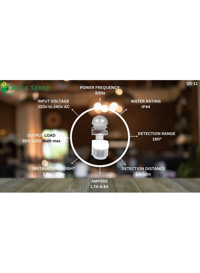 Quick Sense (Qs-11): 180` Wall-Mount LUX , Time , Sensitivity Adjustment Automatic 220V PIR Energy Saving Light and Motion Sensor Switch, White - Image 4