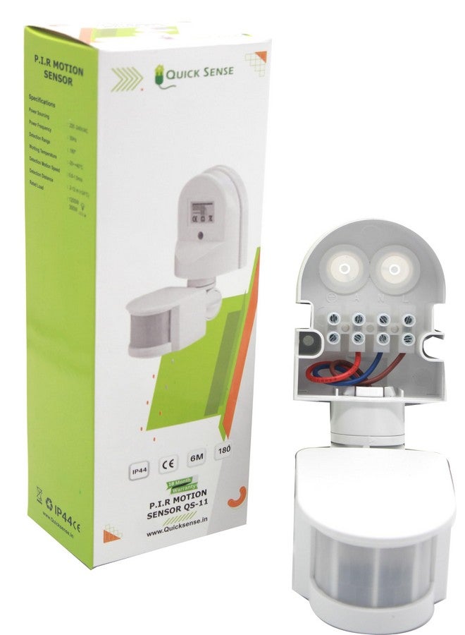 Quick Sense (Qs-11): 180` Wall-Mount LUX , Time , Sensitivity Adjustment Automatic 220V PIR Energy Saving Light and Motion Sensor Switch, White - Image 2