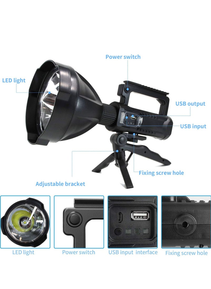 Rechargeable LED Spotlight Torch with Tripod Mount and USB Output