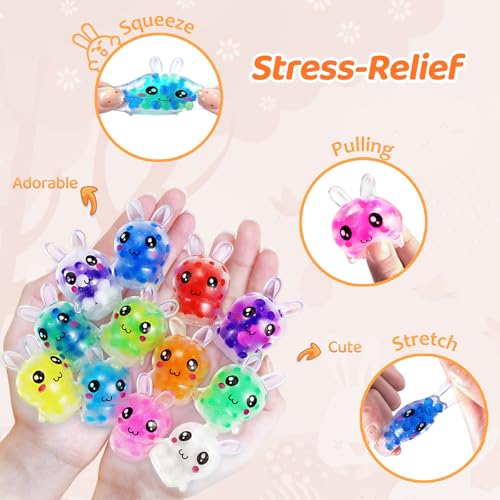CESOF Easter Egg Stuffers Bunny Stress Balls 12 Pcs Mini Bunny Squishy Toys Easter Basket Fillers Squishies Fidget Sensory Toy for Kids Girls Boys Teens Adult Party Favors Supplies Classroom Prize Gifts - Image 5