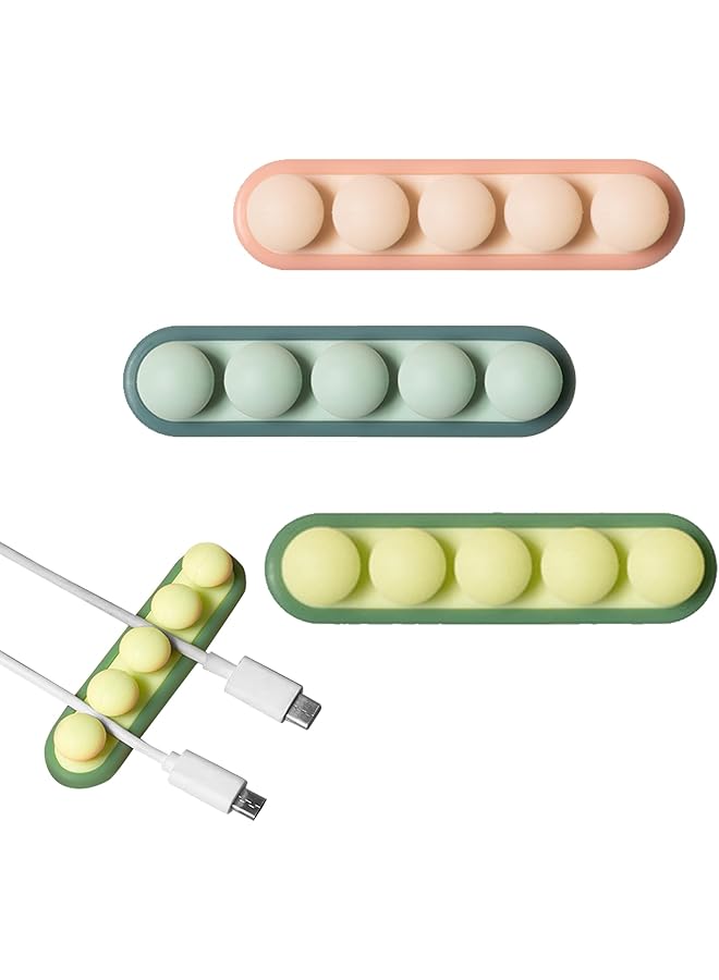 Green Tiger 3 Pack Silicone Cable Holder Clips, Cord Management Organizers, Versatile Cable Organizer for Desk, Nightstand, Office, and Home Use - Image 1