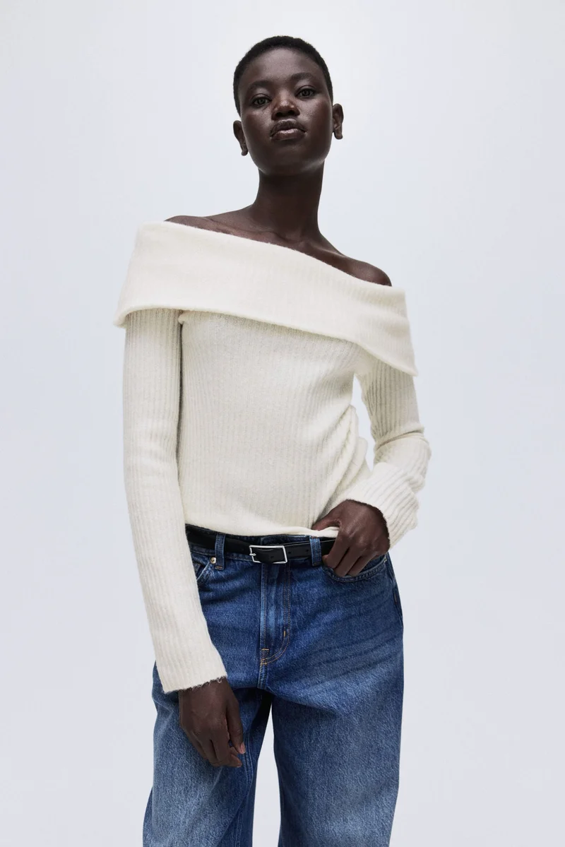H&M Rib-knit off-the-shoulder top