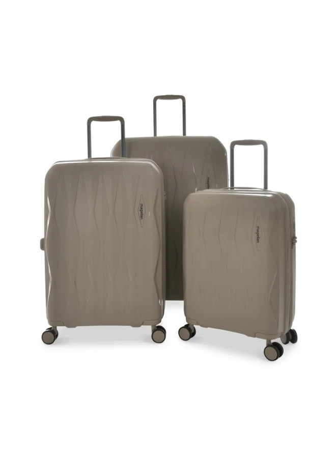 MAGELLAN Hard Shell Suitcase Set 20 24 28 Inch PP Trolley 3-Piece Luggage Set PP22-3P Expandable with TSA Lock 4 Double Spinner Wheels