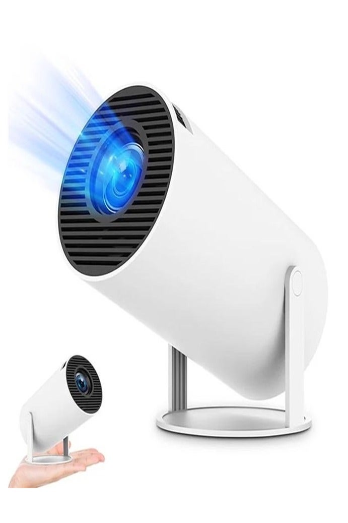 Mini Smart Projector with 2 Game Controllers, 4K 1080P 150 ANSI Resolution, Portable Projector Supports 2.4/5G WiFi, Android 12.0, Outdoor Home Video Projector HY300 White - Image 1