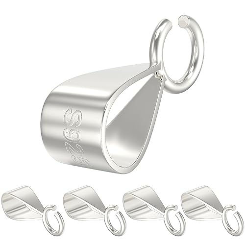 OHINGLT 925 Sterling Silver Bails for Jewelry Making with Open Loop, Slider Necklace Pendant Clasp, Charm Clasp Bracelet Clips for Women - Image 1