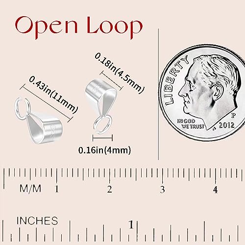 OHINGLT 925 Sterling Silver Bails for Jewelry Making with Open Loop, Slider Necklace Pendant Clasp, Charm Clasp Bracelet Clips for Women - Image 2