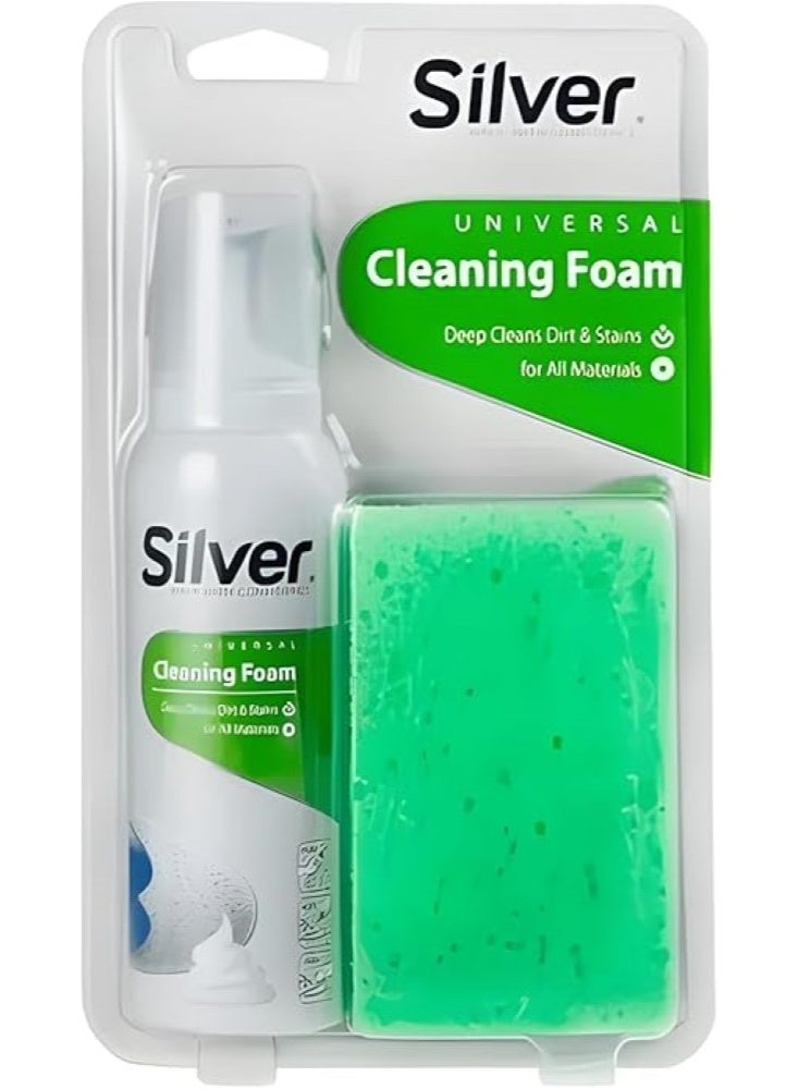 Silver Universal Cleaning Foam With Sponge 125 ML - Image 1