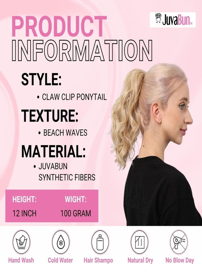JUVABUN Claw Clip Beach Waves Ponytail Extension 12" - Beach Blonde | Hair Extension Clips | Ponytail Extension Human Hair |Hair Extensions Washable Realistic And Synthetic Hairpiece | Beach Blonde - Image 2