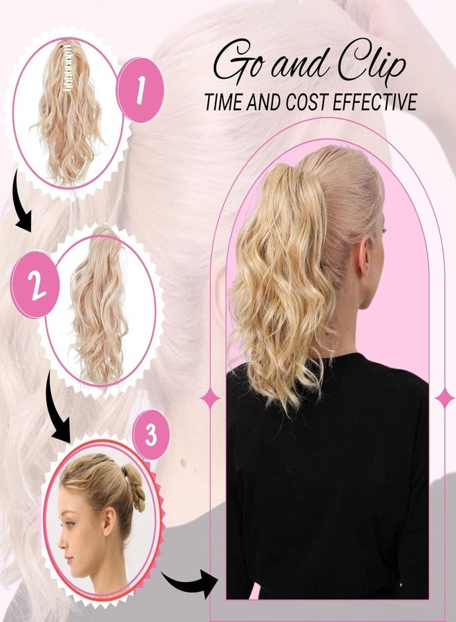 JUVABUN Claw Clip Beach Waves Ponytail Extension 12" - Beach Blonde | Hair Extension Clips | Ponytail Extension Human Hair |Hair Extensions Washable Realistic And Synthetic Hairpiece | Beach Blonde - Image 4