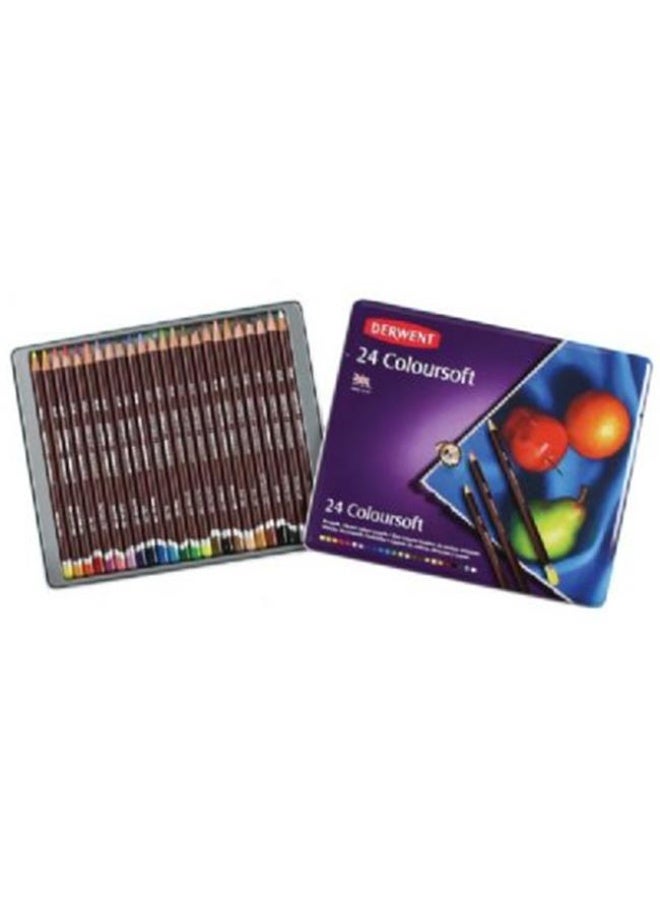 Derwent - Soft Core Colored Pencils 24 Colors - Tin - Image 1