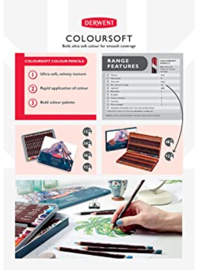 Derwent - Soft Core Colored Pencils 24 Colors - Tin - Image 4