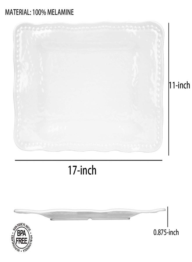 KOXIN-KARLU Melamine Trays, 17-inch Serving Trays and Platters, Set of 2 White - Image 2