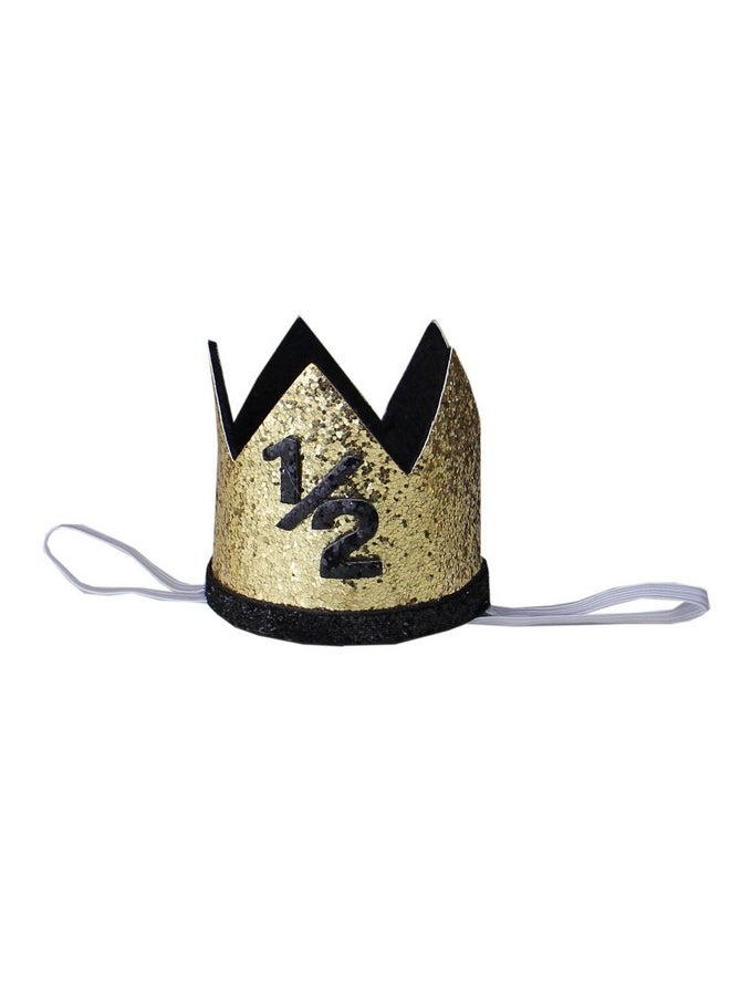 Kirei Sui Kirei Sui Baby Black Sparkle Gold Silver Crown Headband Gold 1/2 Birthday 