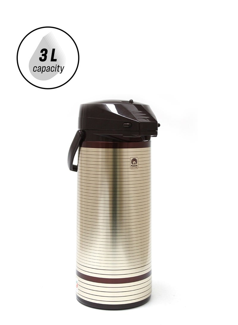 Peacock Airpot Pump Flask 3L – Premium Japan-Made Insulated Beverage Dispenser - Image 1