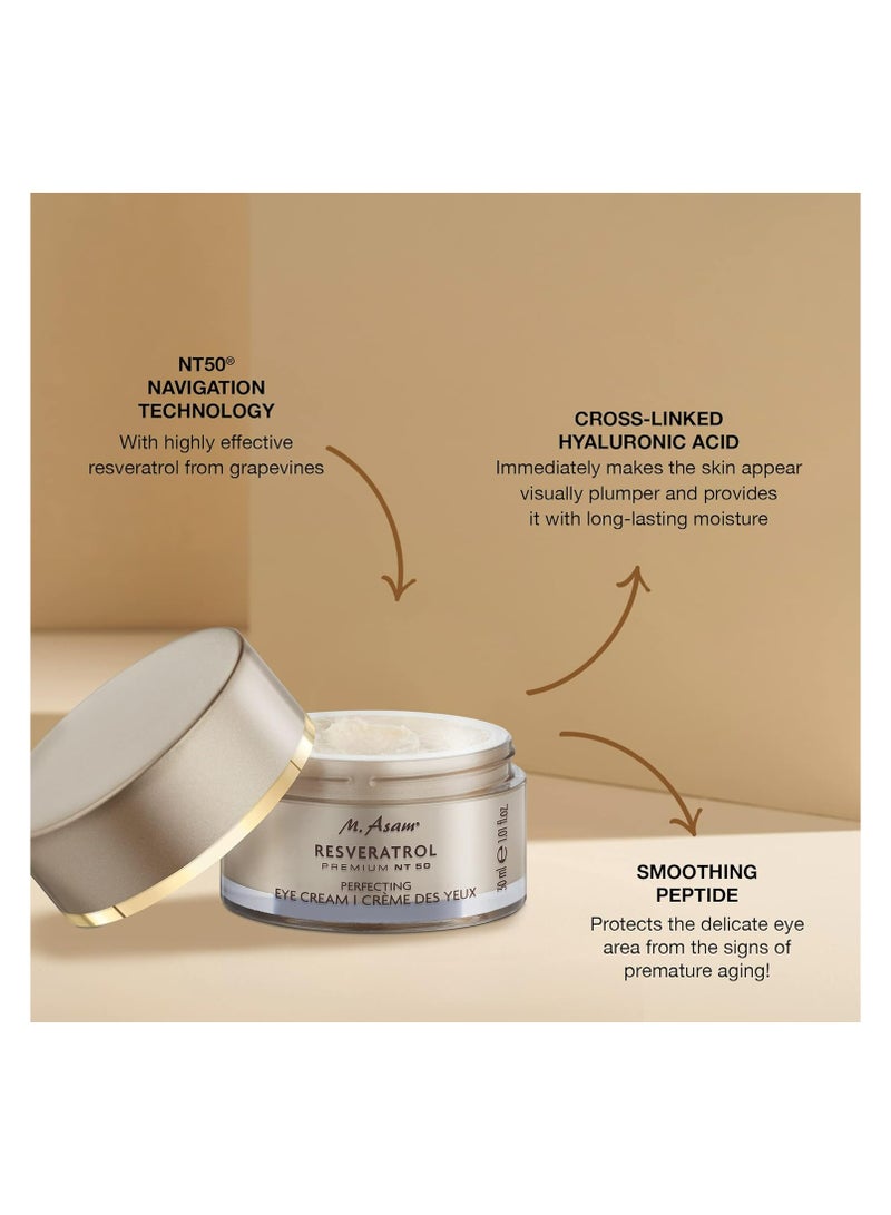 أم. أسام M. Asam Resveratrol Premium NT50 Perfecting Eye Cream – Anti-aging under eye cream with resveratrol & hyaluronic acid to smooth wrinkles & fine lines, vegan formula, 1.01 Fl Oz - Image 2