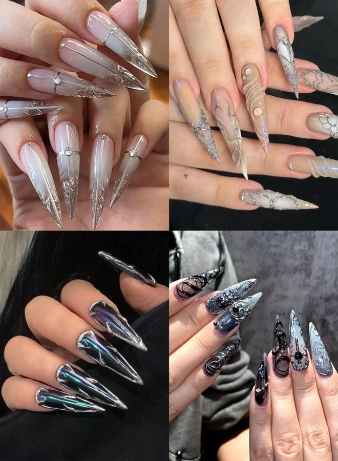 ELLEWIN 480PCS Nail Tips Clear False Nails Full Cover for Acrylic Fake Nails Kit 12 Sizes 2 Shapes Medium Coffin Medium Stiletto Pre-Shape for Salon Home DIY Gifts - Image 5