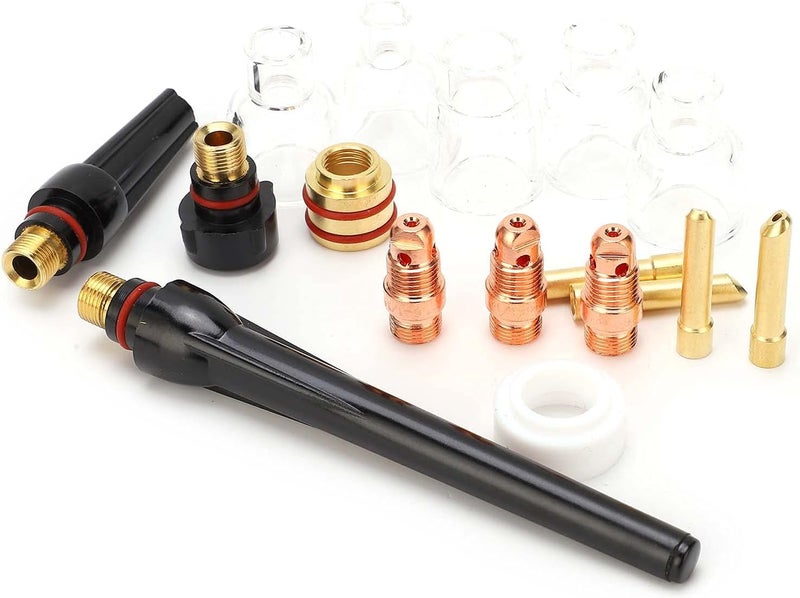 Welding Torch Accessories Kit for WP - 17/18/26 Argon Gun, Glass Cup Nozzle Consumables with Tungsten Clamp, Professional Welding Glass Nozzle and Brass Components for TIG Welding - Image 4
