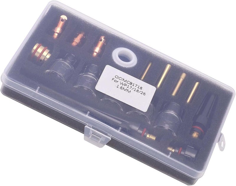 Welding Torch Accessories Kit for WP - 17/18/26 Argon Gun, Glass Cup Nozzle Consumables with Tungsten Clamp, Professional Welding Glass Nozzle and Brass Components for TIG Welding - Image 5