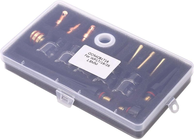 Welding Torch Accessories Kit for WP - 17/18/26 Argon Gun, Glass Cup Nozzle Consumables with Tungsten Clamp, Professional Welding Glass Nozzle and Brass Components for TIG Welding - Image 2