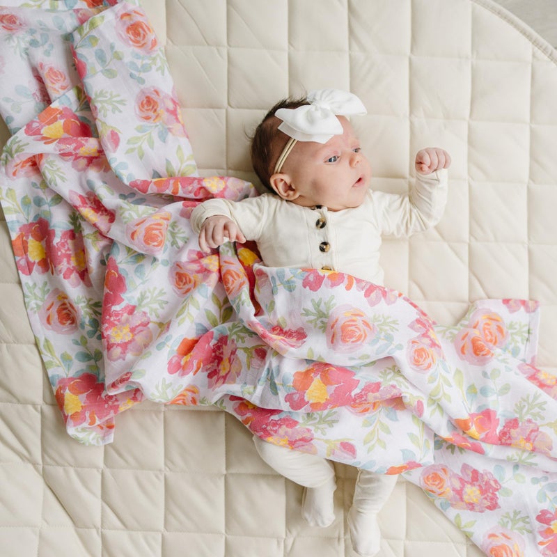 Featherheadâ„¢ 100% Cotton Muslin Swaddle Blankets for Baby Girl - Large 47â€x 47â€ - Pre-Washed, Soft, & Breathable - Newborn Essential & Perfect Baby Registry Gift (4 Pack - Garden Floral) - Image 4
