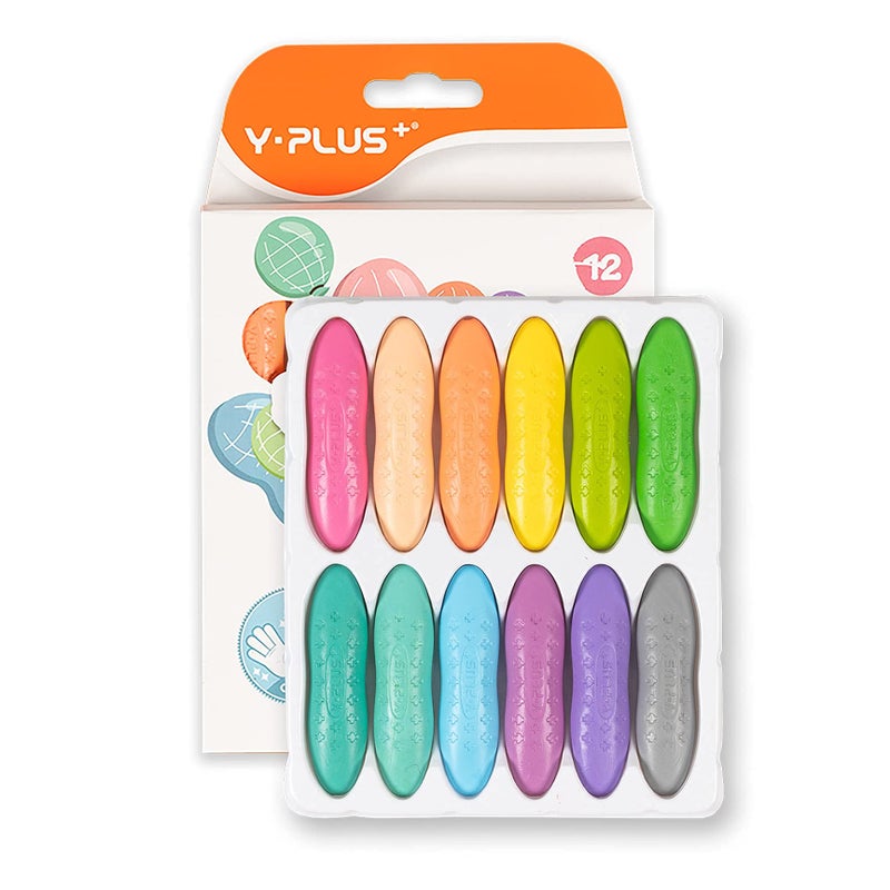 Y-Plus YPLUS Peanut Crayons for Kids, 12 Pastel Colors Washable Toddler Crayons, Non-Toxic Baby Crayons for Ages 2-4, 1-3, 4-8, Coloring Art Supplies Christmas Stocking Stuffers for Kids Toddler - Image 1