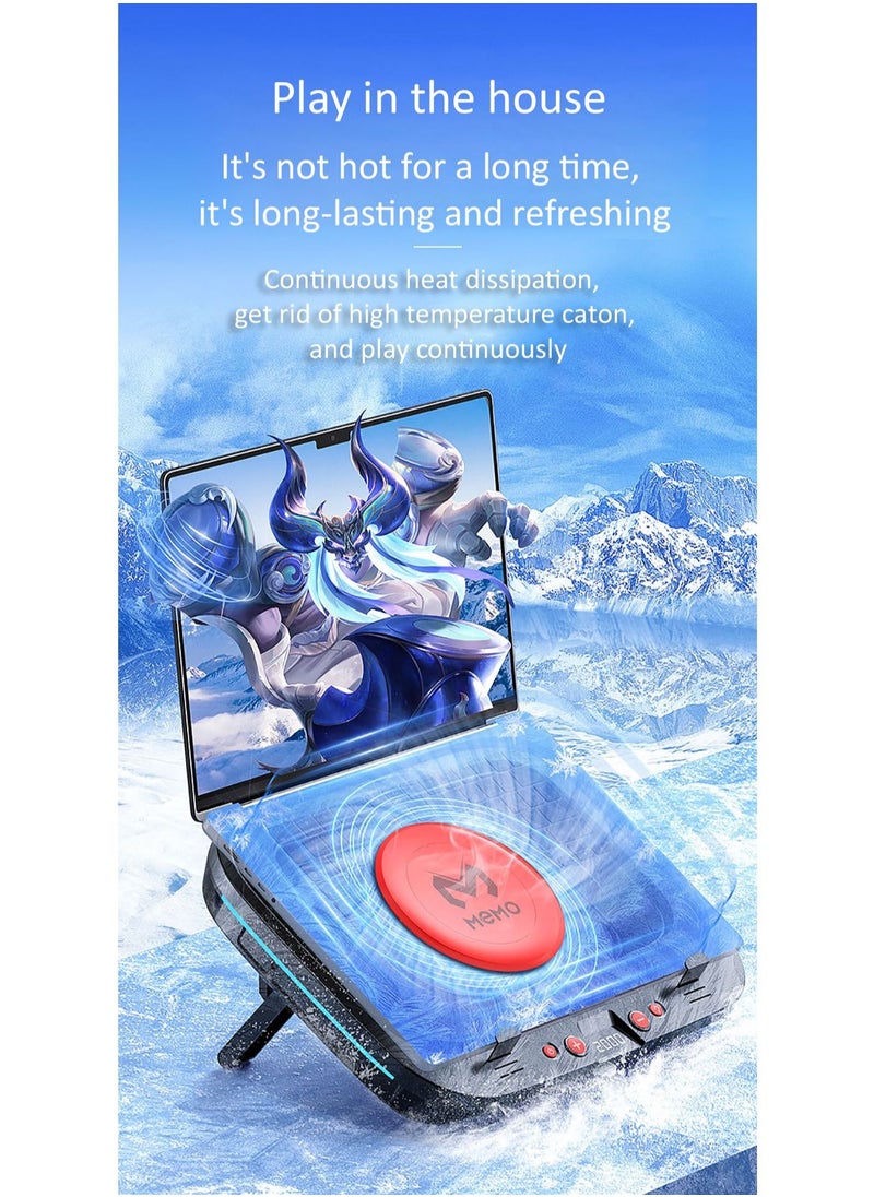 Memo - Laptop Radiator Cooling Fan 2400 RPM Turbo Compressed Air 7 Step Adjustable Stand Suitable 14-19.3inch Laptop for Gaming Graphics - Image 1