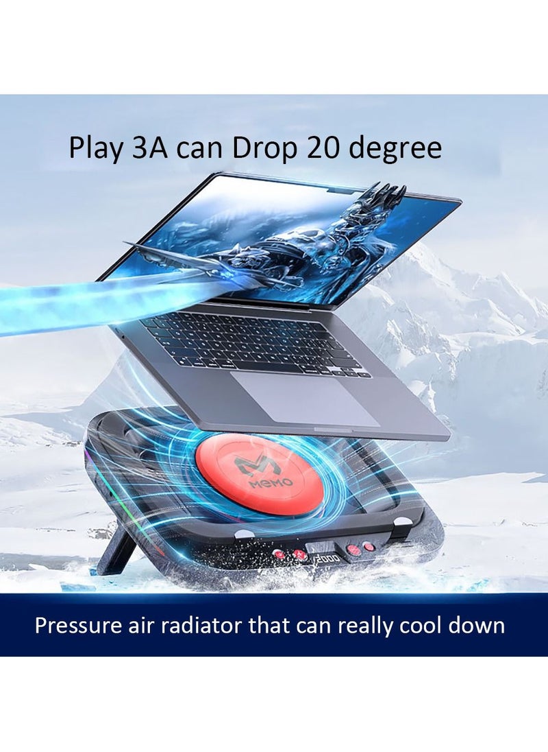 Memo - Laptop Radiator Cooling Fan 2400 RPM Turbo Compressed Air 7 Step Adjustable Stand Suitable 14-19.3inch Laptop for Gaming Graphics - Image 1