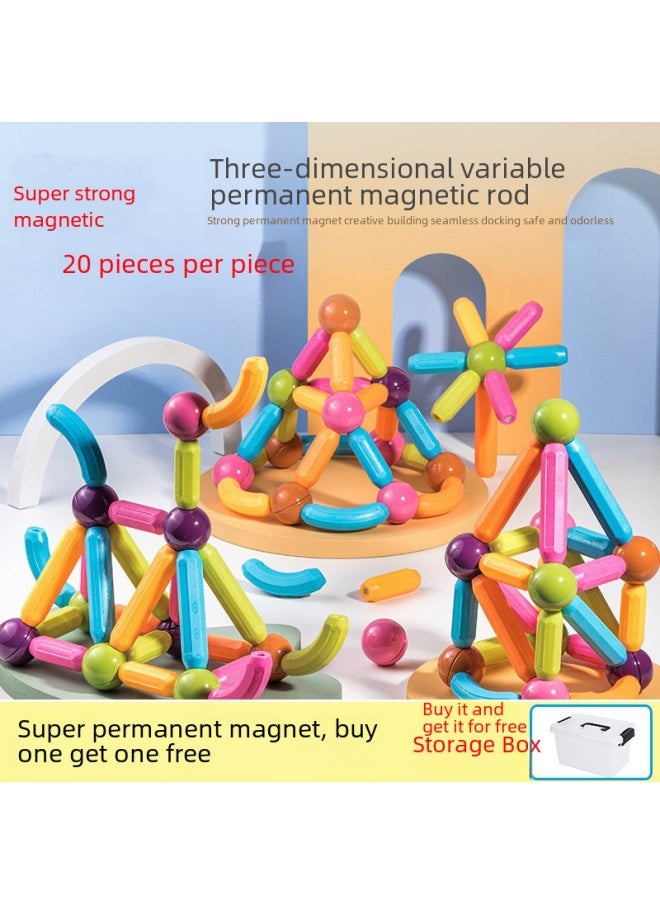 Reinforced Magnetic Variable Magnetic Stick Children's Educational 3d Magnetic Building Blocks Suit Magnetic Stick Early Education Toys-Color:103 Pieces Of Strong Magnetic Suit (free Storage Box) - Image 2