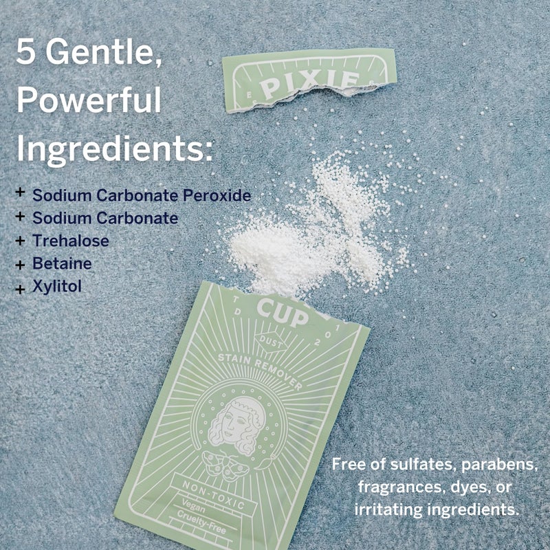 Pixie Cup Stain Remover - The Only Sterilizer Cleaner that Will Remove Stains On Your Reusable Menstrual Discs & Period Cups - Organic and Natural Ingredients for Feminine Care (5 Packets) - Image 4