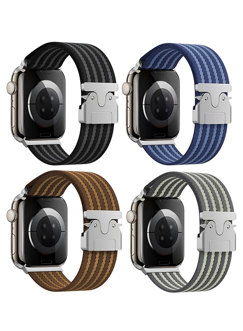 O Ozone (Pack of 4) Nylon Sport Loop Watch Bands for Apple Watch 10 | Ultra 2 | 9 | 8 | 7 | 6 | SE, 49/46/45/44mm, Elastic Nylon Strap with Parachute Metal Lock - Image 1
