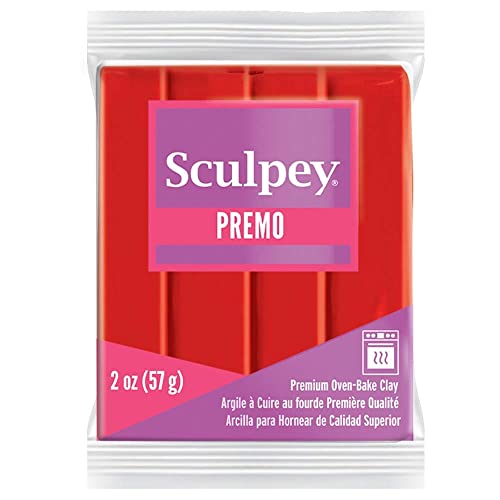 Sculpey Sculpey Premo Polymer OvenBake Clay Cadmium Red Hue Non Toxic 2 oz bar Great for jewelry making holiday DIY mixed media and more Premium clay Great for clayers and artists 
