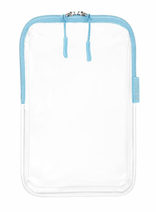 BORSALI Clear Travel Bags for Toiletries - TSA Clear Toiletry Bag for Traveling, Cosmetics, Carry on 3-1-1 Liquids & Other Items - TSA Approved Quart Size For Luggage, Purse or Car - Light Blue - Image 1