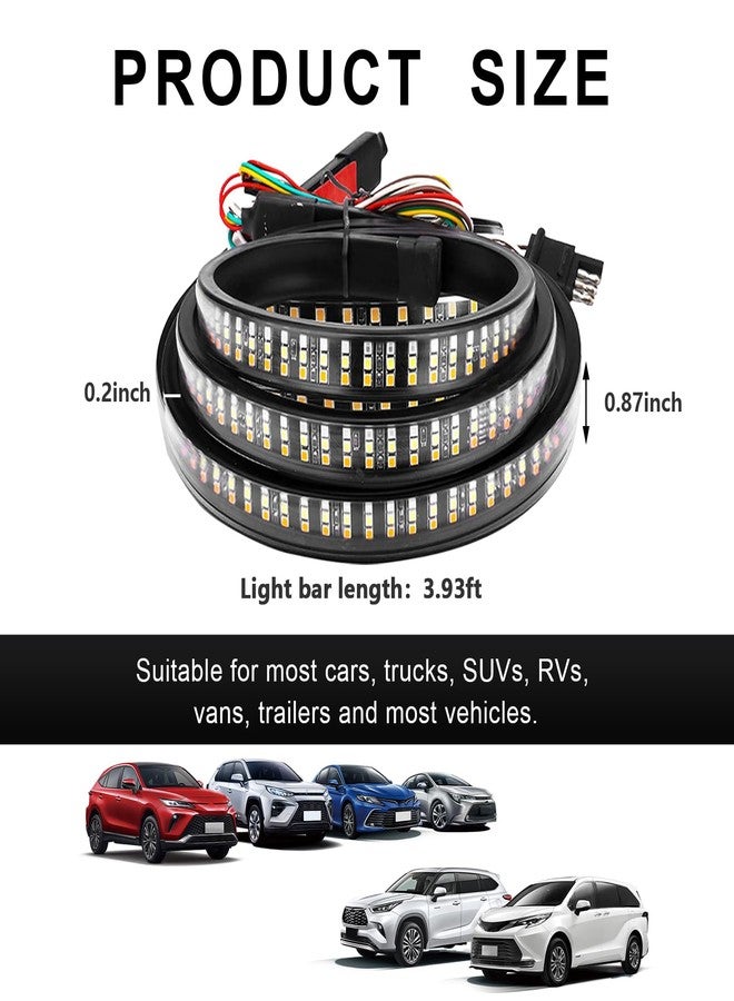 MTRPS 48" Truck Tailgate Light Bar, Triple Row Bright Flexible Strip w/Sequential Turn Signal Brake Reverse Light, IP67 Waterproof Stop Turn Signal Backup LED Strip for Pickup Trailer SUV - Image 2