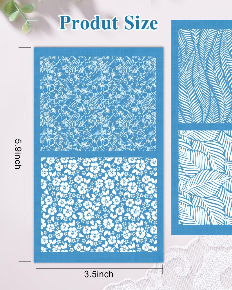Puocaon Botanical Clay Silk Screen - 6 Pcs Plant Reusable Silk Screen Stencils for Polymer Clay Jewelry Making, Polymer Clay Tools Stencils - Image 2