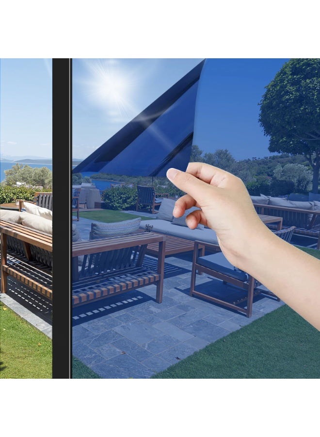 يلا جوي فيلم نافذة التحكم الحراري, نافذة لون الشمس منع الإظلام وحماية الأشعة فوق البنفسجية, فيلم عاكس مرآة الخصوصية في اتجاه واحد,مادة بيت ممتازة ضد الانفجار أزرق كوني, 60x300cm - Image 1