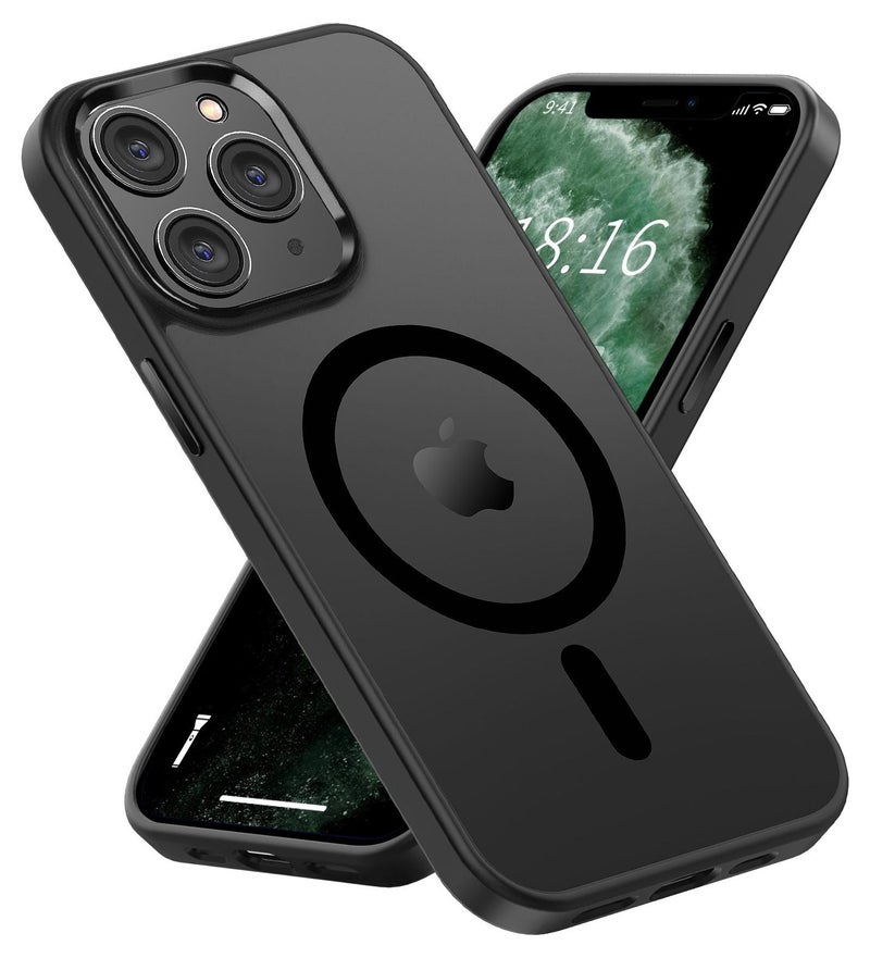 INFOSUN iPhone 11 Pro Max MagSafe Case Cover Slim thin Anti-Yellow Shockproof Protection Hard Scratch-Resistant Back Grade Clear Case for Apple iPhone 11 Pro Max - Black - Image 1