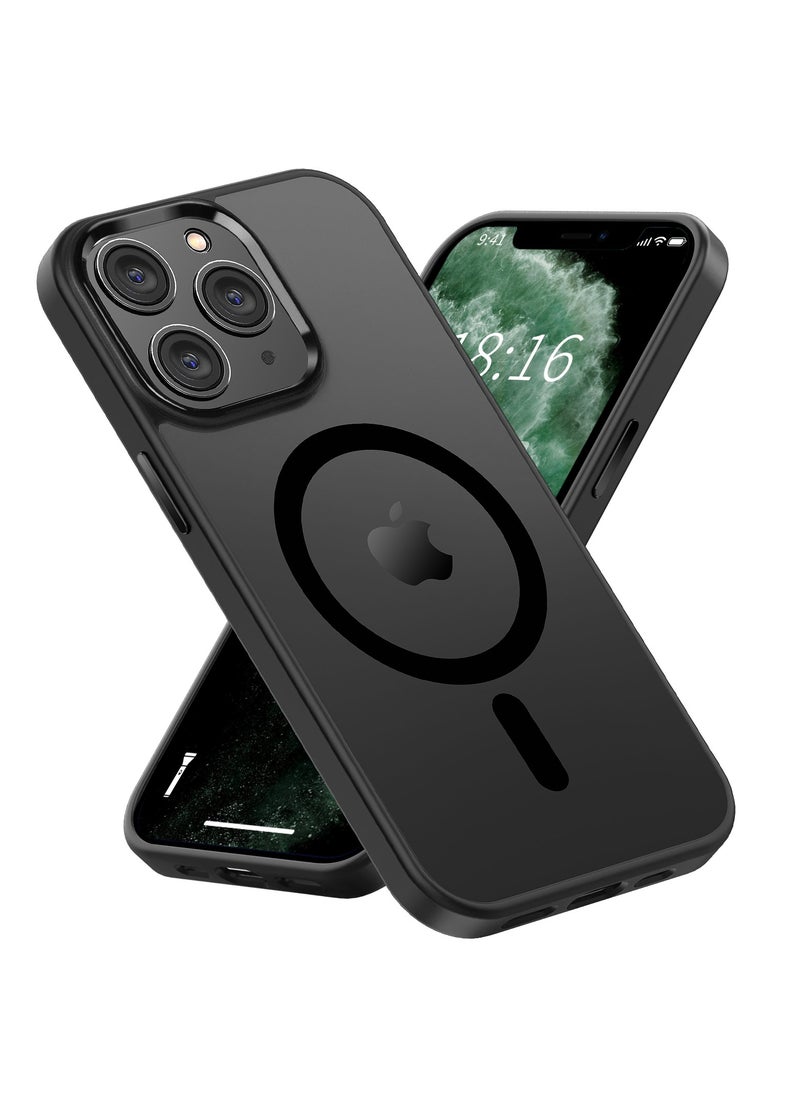 INFOSUN - iPhone 11 Pro Max MagSafe Case Cover Slim thin Anti-Yellow Shockproof Protection Hard Scratch-Resistant Back Grade Clear Case for Apple iPhone 11 Pro Max - Black - Image 1